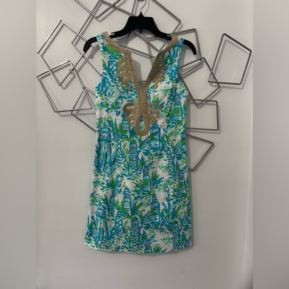 Janice “High beams” lighthouse print with gold soutache trim Size 0 - Picture 3 of 8